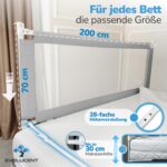 EVOLUCENT Bettgitter 200cm – Rausfallschutz ohne Verschrauben für Boxspringbett & Elternbett – Bild 2