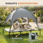 PawHut Erhöhtes Hundebett mit Baldachin 122x92x108 cm – Outdoor Hundeliege mit UV-Schutz – Bild 6