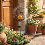 100 cm Solar Gartenlampe Fee auf Mond – LED Wegeleuchte mit Glaskugel für Außen – Bild 6