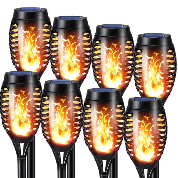NEXVIN 8er Set Solarfackeln mit Flammeneffekt – IP65 Gartenleuchten für Aussen