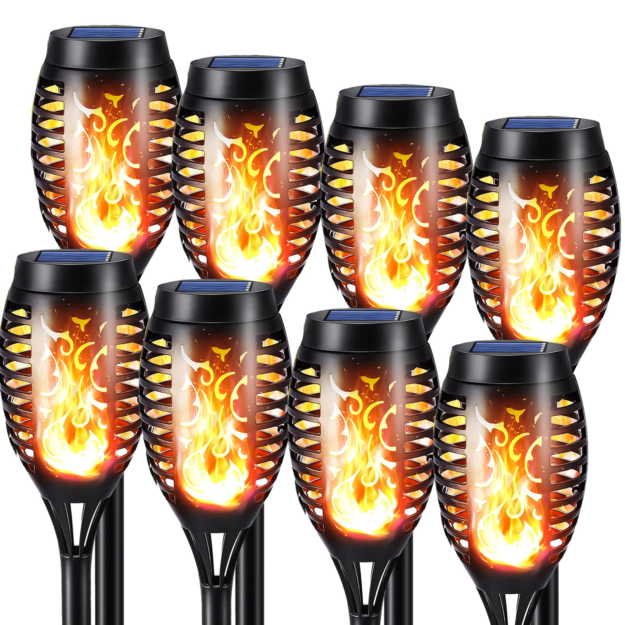 NEXVIN 8er Set Solarfackeln mit Flammeneffekt – IP65 Gartenleuchten für Aussen