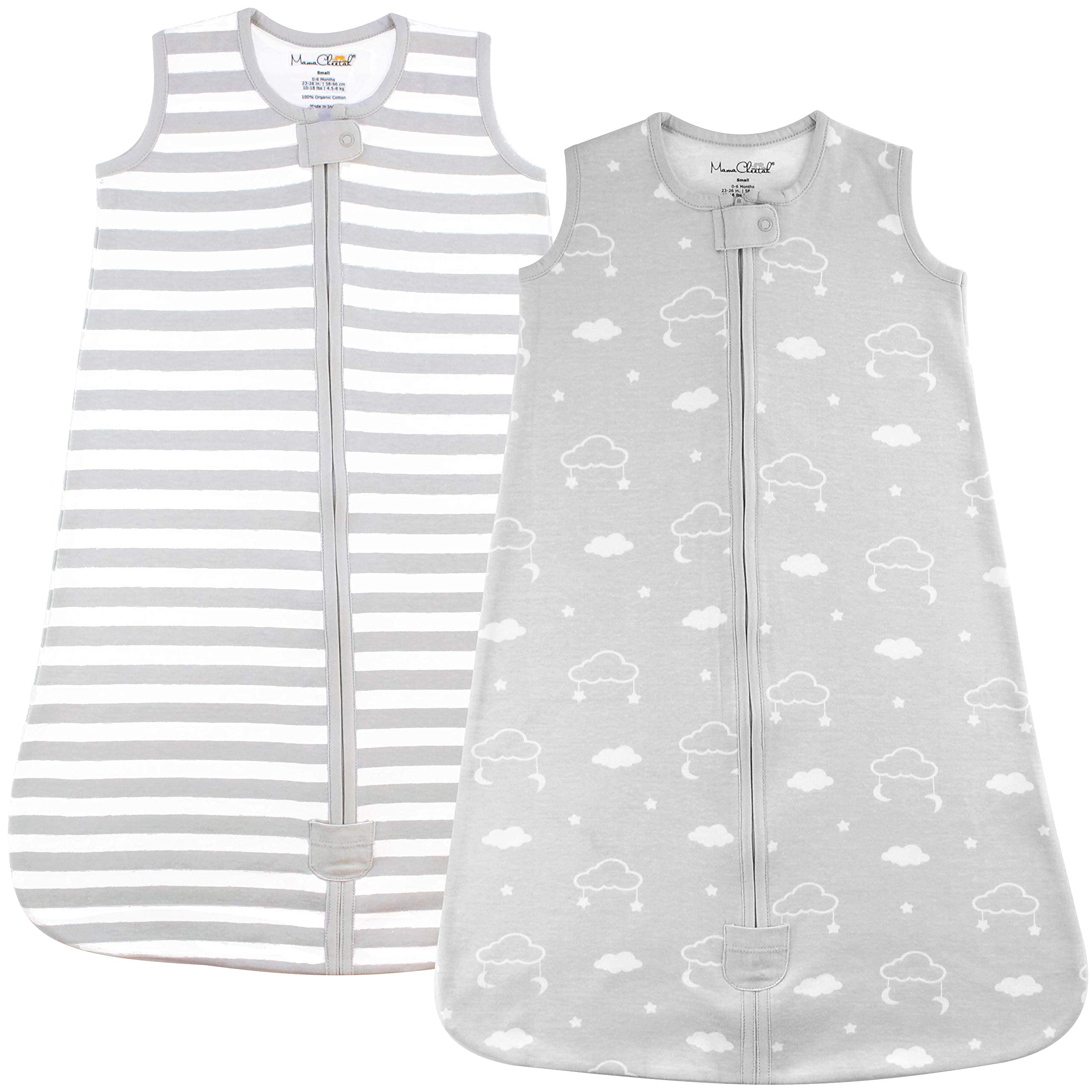 Babyschlafsack 2er-Pack 1.0 TOG aus Bio-Baumwolle – Ganzjahres Schlafsack für 0–6 Monate