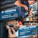 FAHEFANA 21V Akku-Schlagbohrschrauber mit 2x2,0Ah & 29-teiligem Zubehör – 45Nm – Bild 3
