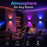 2er Set RGB Wandleuchte Schwarz Dimmbar – 5W LED mit Fernbedienung & Farbwechsel – Bild 5