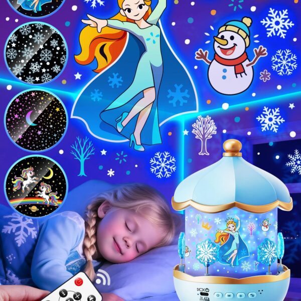 Frozen Sternenhimmel Projektor mit 16 Filmen & 15 Schlafliedern – Nachtlicht für Mädchen ab 3 Jahren