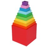 TOWO Holz-Stapelwürfel Regenbogen – Montessori Lernspielzeug für Kleinkinder ab 2 Jahren – Bild 4