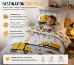 SkyBrands Kinder Bettwäsche 135x200 cm Baumwolle – Baustelle Wendebezug mit Reissverschluss – Bild 4