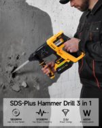 Maxcular Akku Bohrhammer 21V 4-in-1 SDS-Plus – 2,0J Schlagkraft für Profis – Bild 4