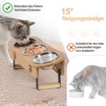 Erhöhter Katzennapf 3er Set mit Bambus-Gestell – Höhenverstellbare Futterstation für Katzen – Bild 2