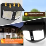 INTELAMP Solar Wandleuchte mit Bewegungsmelder, 1200lm, Fernbedienung & Timer – Bild 6