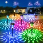 BUCASA 8er Set Solarleuchten für Aussen – Warmweiss & RGB LED Gartenbeleuchtung wasserdicht