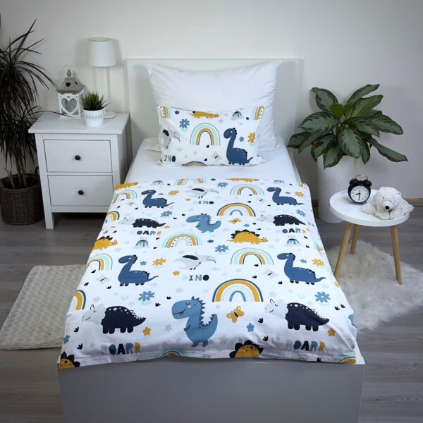 Theonoi Kinderbettwäsche 100x135 cm mit Dinosaurier-Motiv – Bio-Baumwolle OEKO-TEX für Babys & Kleinkinder