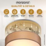 Monzana 2-Flammige Stoffdeckenlampe Taupe Ø38cm – Elegante Deckenleuchte mit LED-Eignung – Bild 6