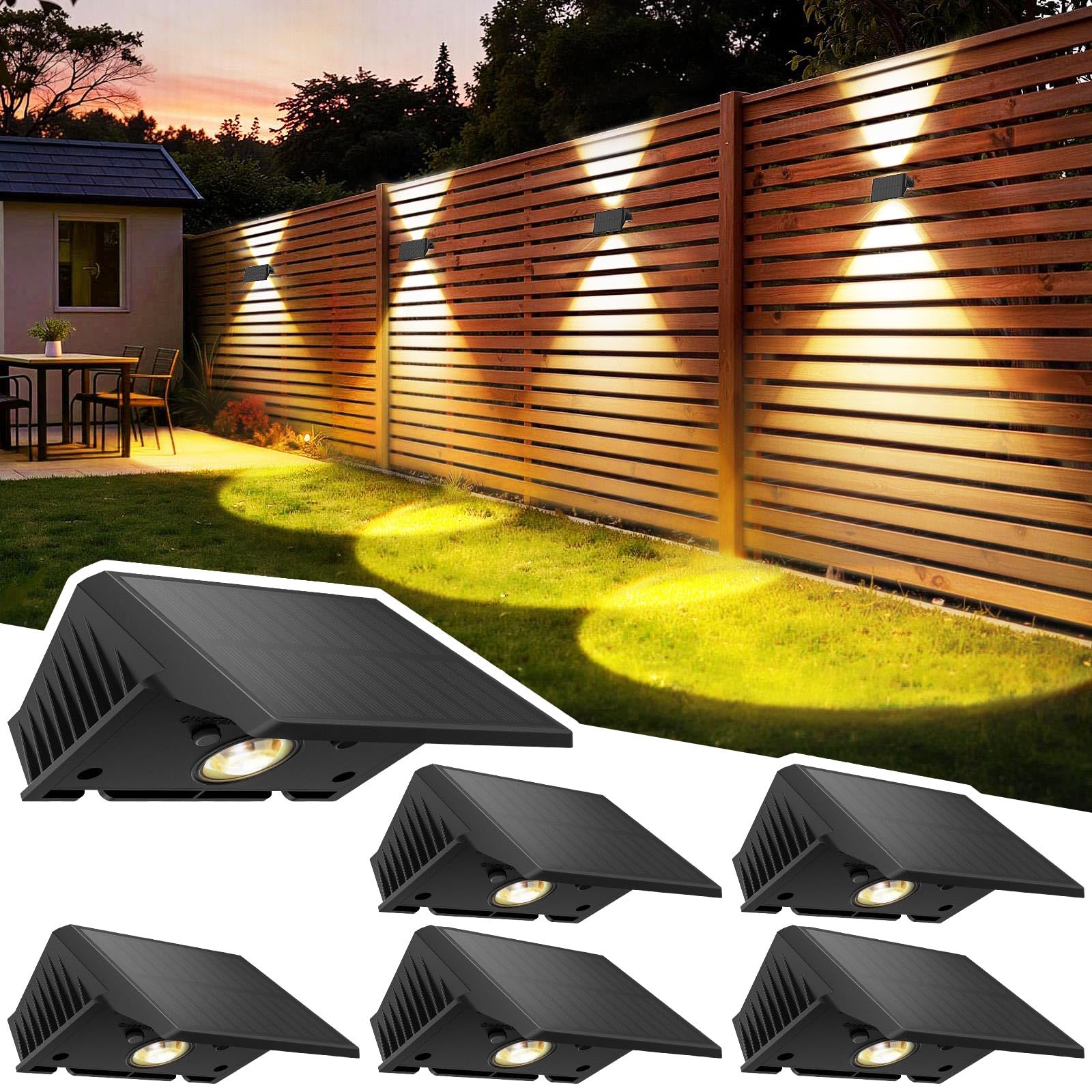 Delaiglow Solar-Wandleuchten 6er Set – IP67 Außenleuchten mit Bewegungsmelder für Garten & Zaun