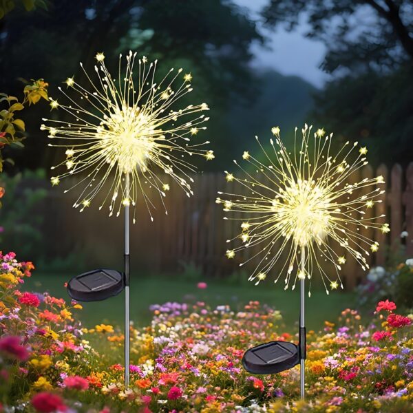 2er Set Solar Gartenleuchten mit 120 LED & 8 Leuchtmodi – Wasserdichte Außenbeleuchtung für Garten & Terrasse