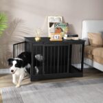 Hzuaneri Hundebox 100 cm mit 2 Schiebetüren – Modernes Möbel für mittlere & grosse Hunde – Bild 3