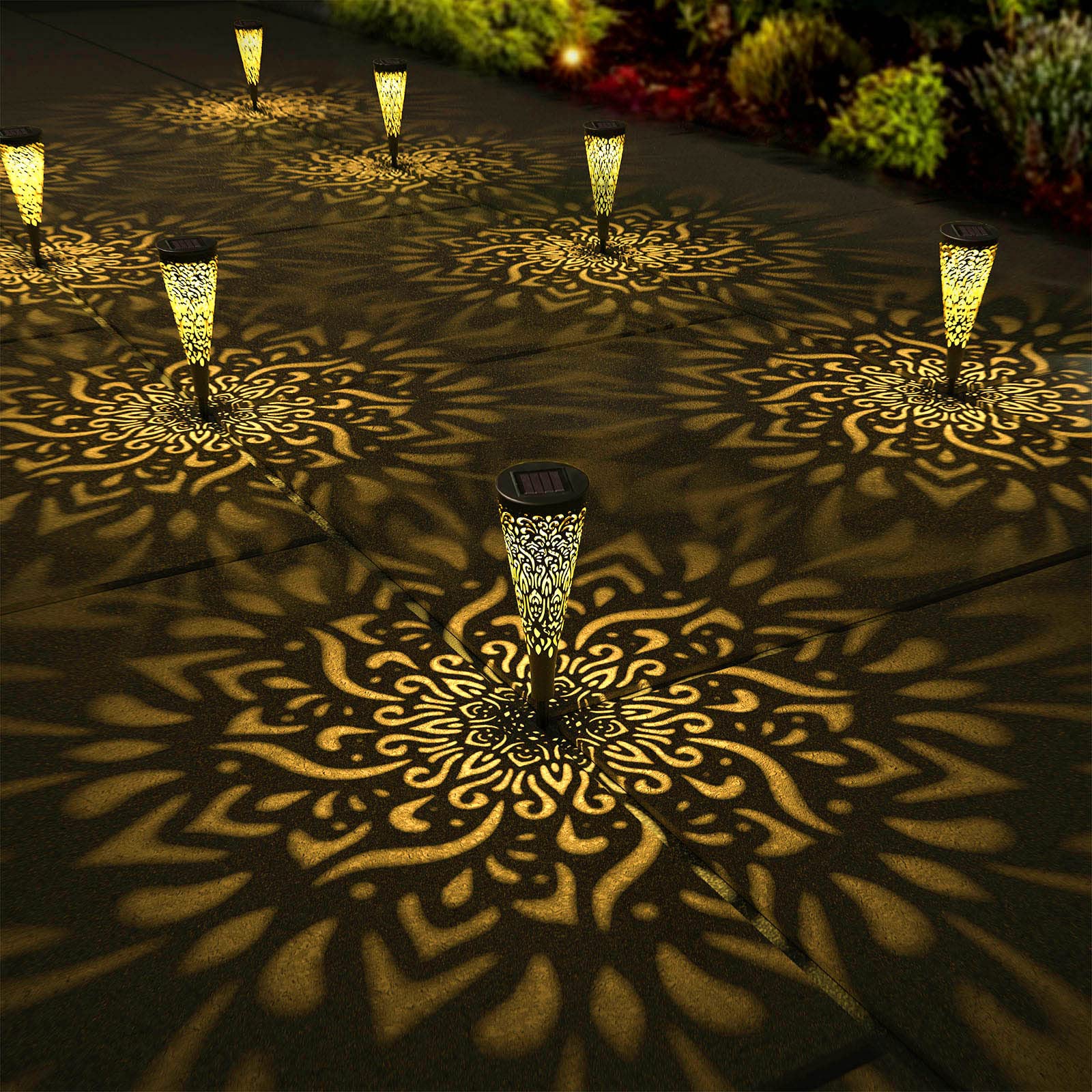 Lifeel Solarleuchten 6er Set – Dekorative LED Gartenleuchten mit warmweissem Licht für Aussen