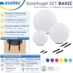 Esotec Solar-Leuchtkugeln 3er Set Ø20/30/40 cm – RGB LED mit 8 Std. Akkulaufzeit – Bild 3