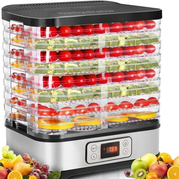 COOCHEER Dörrautomat mit 8 Etagen & Temperaturregelung 50–70°C – Profi-Dehydrator für Fleisch, Obst & Gemüse