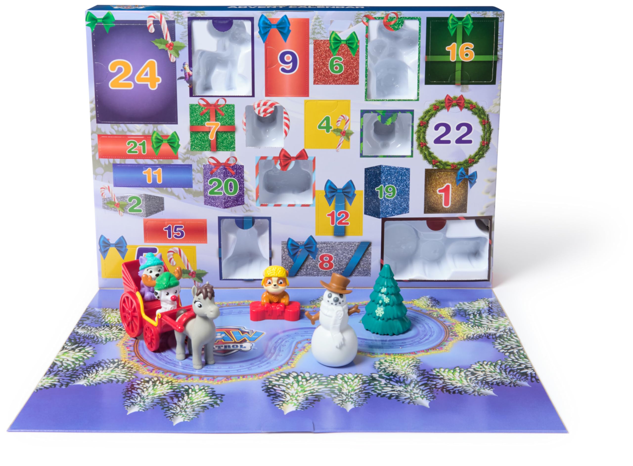 PAW Patrol Adventskalender 2024 – 24 Spielzeug-Überraschungen mit 7 Welpenfiguren für Kinder ab 3 Jahren