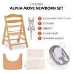 hauck Alpha Move Hochstuhl Newborn Set – 5in1 Mitwachsender Holzhochstuhl ab Geburt bis 90 kg – Bild 3