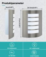 HiBay 2er Set Aussenwandleuchte E27 IP44 – Edelstahl Wandleuchten für aussen – Bild 4
