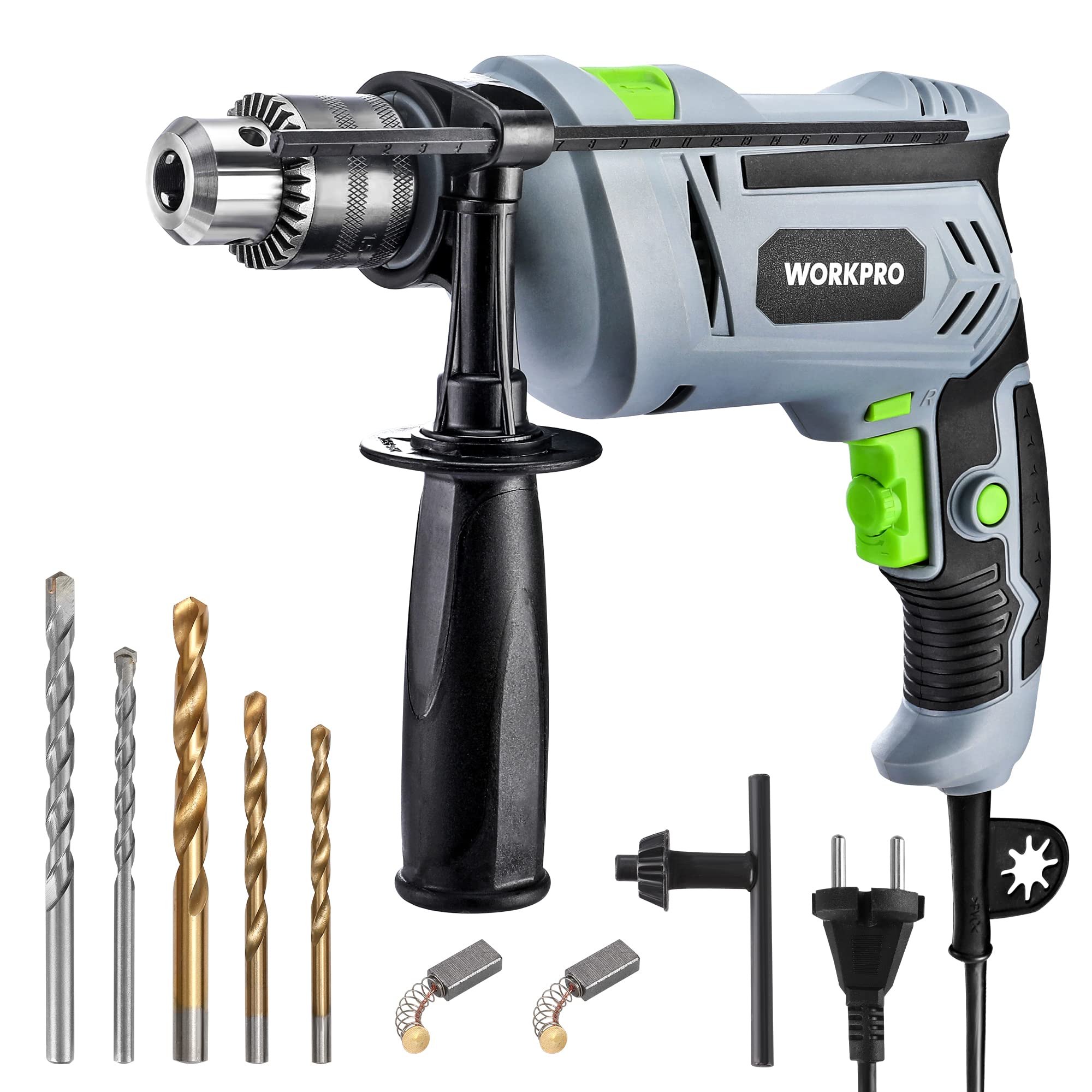 WORKPRO Schlagbohrmaschine 850W – 2in1 Hammer & Bohrer mit 360° Griff & Zubehör