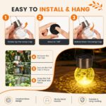GIGALUMI 12er Set Solar-Hängeleuchten mit Craquelé-Glas – Warmweiss für Garten & Terrasse – Bild 3