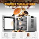 TRIUMPHKEY Dörrautomat Edelstahl mit 10 Tabletts – 850W Profi-Dörrgerat für Jerky & Früchte – Bild 6