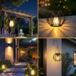 Akynite Solar-Hängeleuchte IP65 – Retro Gartenlaterne mit Warmweiss für Aussen, 2er Set – Bild 7