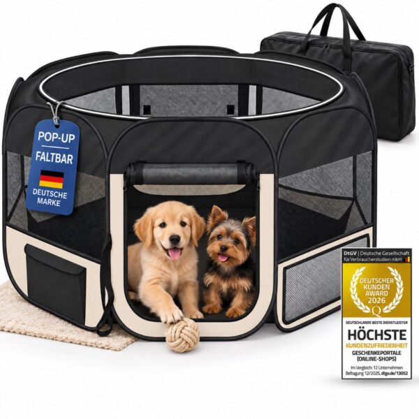 all Pets United Welpenauslauf 125x125cm Pop-Up Laufstall – Sicheres Gehege für Welpen & Kitten