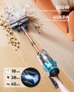 Fieety V7 Pro Akkustaubsauger Kabellos – 600W, 50kPa, 65Min Laufzeit, 8-in-1 für Tierhaare – Bild 2