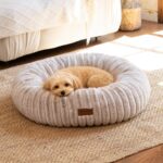 FUKUMARU Orthopädisches Hundebett 64x64 cm – Memory-Schaum Donut-Design in Kamel