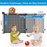 Eyeleaf Ausziehbares Treppenschutzgitter 140 cm – Einhändig bedienbar für Babys & Haustiere – Bild 2