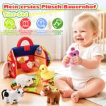Toyzey Bauernhof-Spielset mit 6 Plüschtieren – Montessori Sensorik Spielzeug ab 6 Monaten – Bild 4