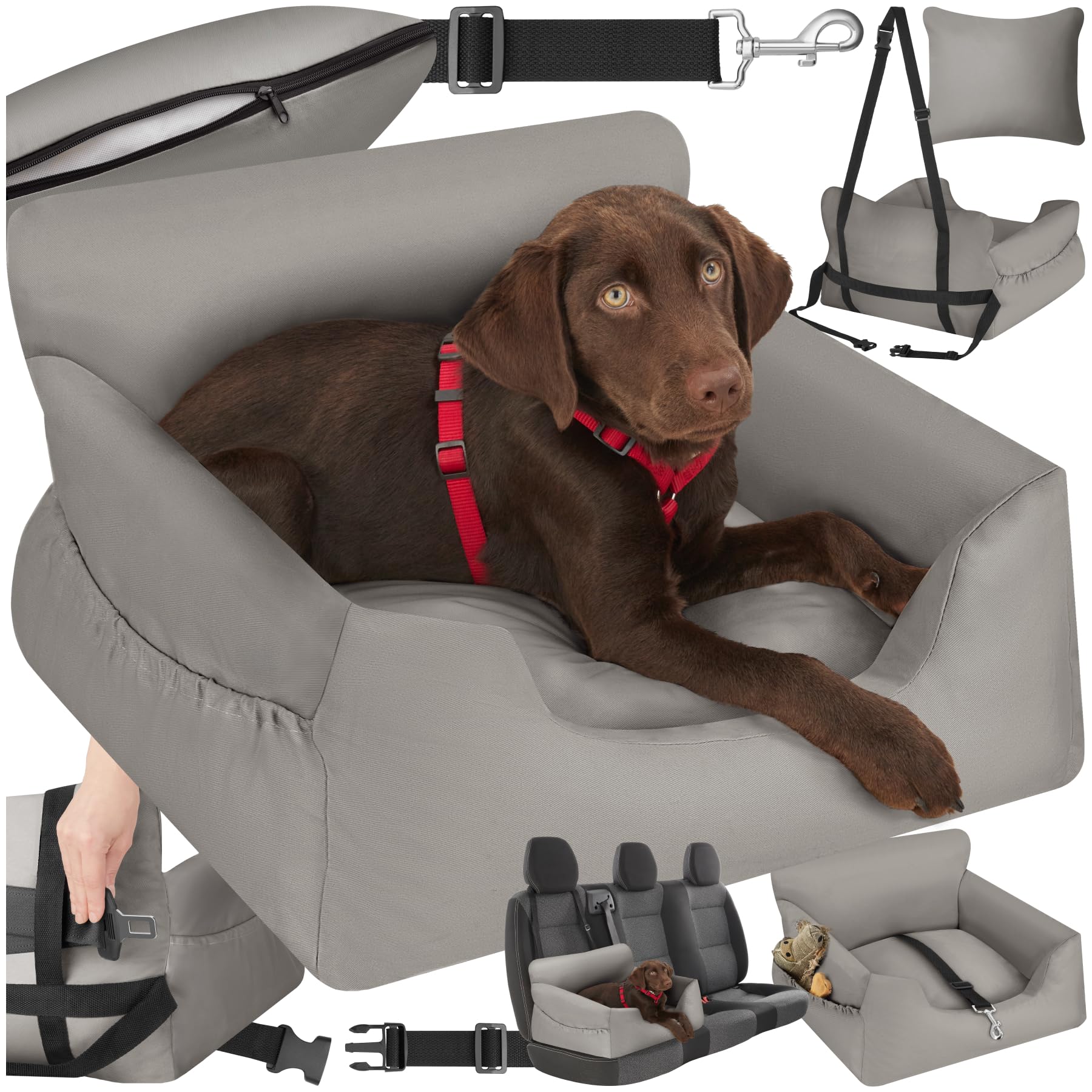 tectake® Hundeautositz Milow – Sicherer Autositz für kleine & grosse Hunde