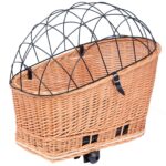 YULKA Hundefahrradkorb XL Honigbraun – Handgewebte Weide mit Gitterhaube für sicheren Hundetransport – Bild 8
