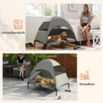 PawHut Hundeliege Outdoor 106x76x99cm mit abnehmbarem Dach – Erhöhtes Haustierbett für grosse Hunde – Bild 7