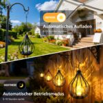 KagoLing 2er Set Solar-Laternen Tropfen mit Craquelé-Glas – Warmgelbes Licht für Garten & Balkon – Bild 3