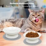 YIQOGAME Katzennapf-Set 2er erhöhte Keramiknäpfe mit Anti-Rutsch-Matte – Bild 5