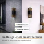 SSC-LUXon REVALO 2er Wandleuchte schwarz-gold – Up & Down LED Wandlampe IP65 warmweiss – Bild 3