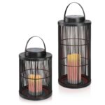 Esotec Solarlaternen Sara 2er Set – Flackerkerze mit Bernsteinlicht für Garten & Balkon