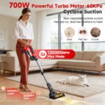 reffmov Akku-Staubsauger 60 kPa mit 2×4,0 Ah Akkus – 70 Min Laufzeit für Teppich & Tierhaare – Bild 4