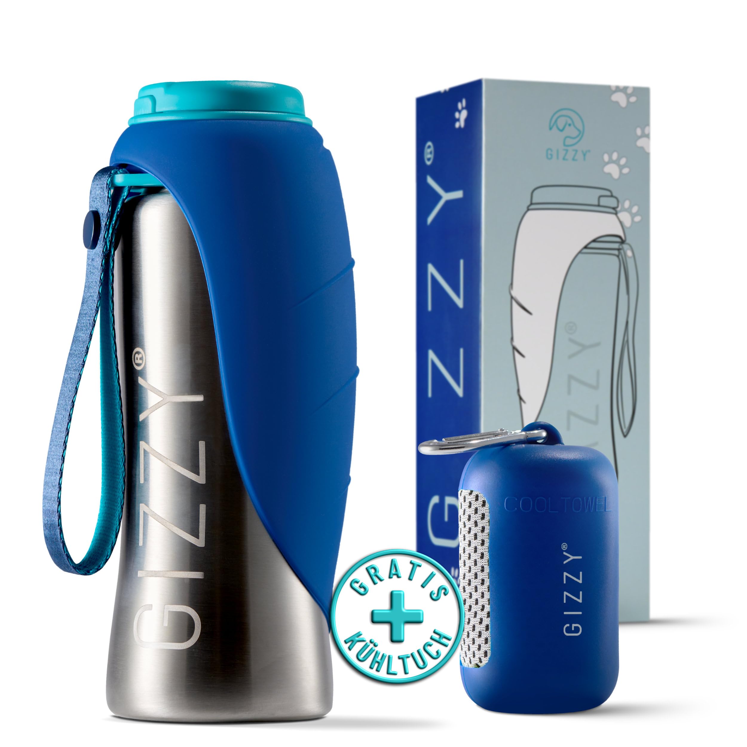 GIZZY® Hundetrinkflasche aus Edelstahl – Auslaufsicher & robust für unterwegs