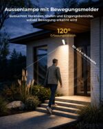 FULNIX Aussenlampe mit Bewegungsmelder 12000mAh – LED Wandleuchte IP65 mit Fernbedienung – Bild 2