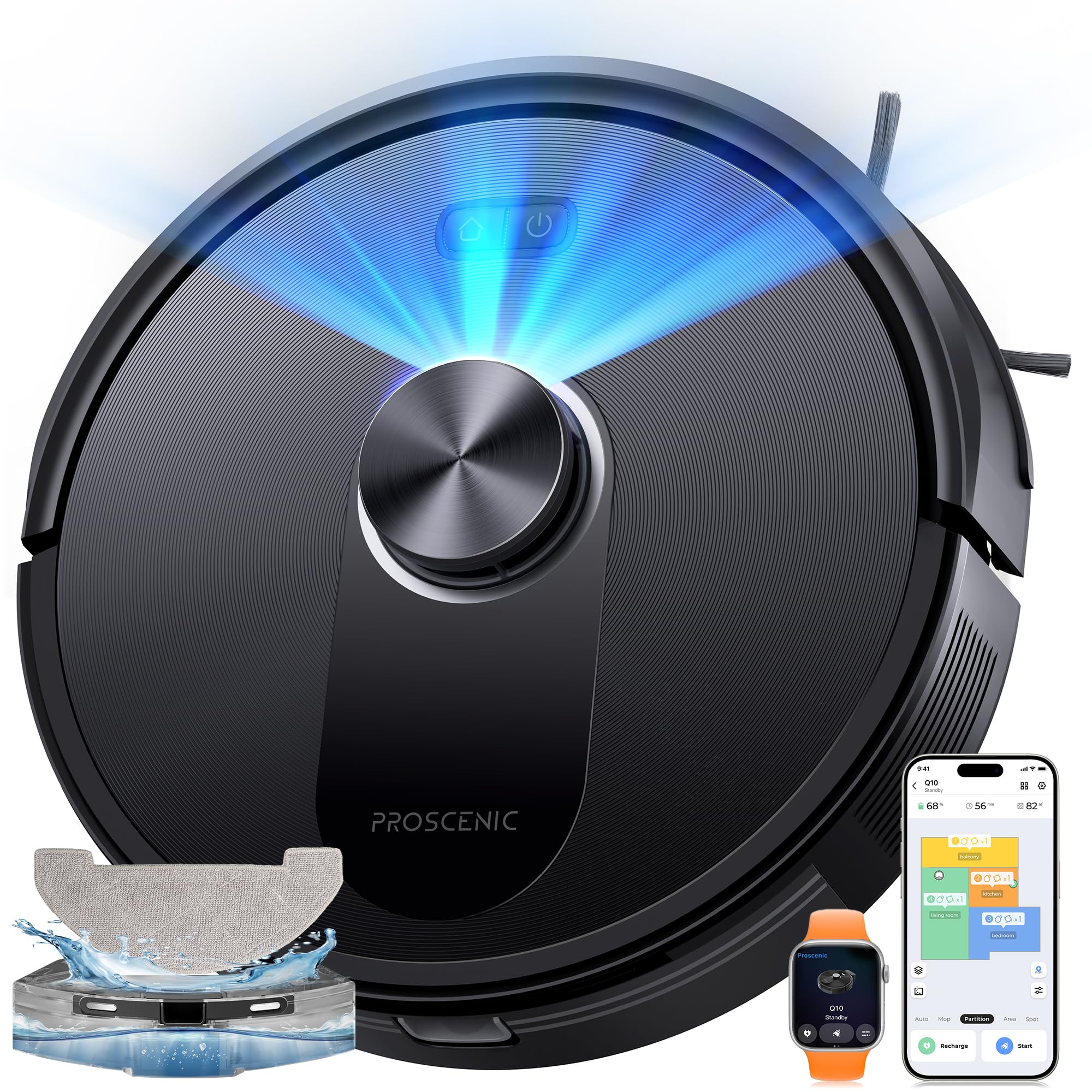 Proscenic Q10 Saugroboter mit Wischfunktion – 8000Pa Saugkraft, LiDAR & App-Steuerung
