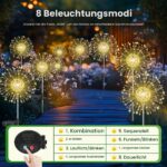 Blakapoo Solar Gartenleuchte 150 LEDs mit 8 Modi – Feuerwerk Solarlichter 4er Set – Bild 7