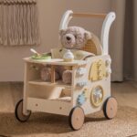 ROBOTIME Holz-Babywalker mit Puppenkinderwagen – Laufhilfe & Spielzeug ab 10 Monaten