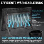 Jiubiaz LED Strahler 50W Außen dimmbar – IP66 Flutlicht 3000K-6500K für Garten & Hof (4er Set) – Bild 6