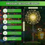 Blakapoo Solar Gartenleuchte 150 LEDs mit 8 Modi – Feuerwerk Solarlichter 4er Set – Bild 2